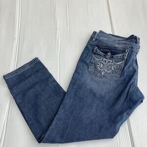 White House Black Market Women's Bootcut Jeans Size 10 Blue Embellished